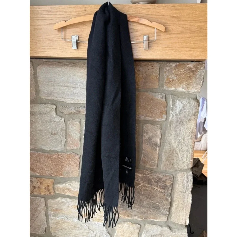 PRONTO UOMO Scarf Black 100% Wool Woolmark 57